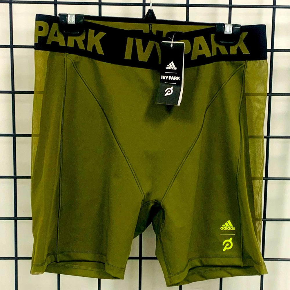 ADIDAS X IVY PARK X PELETON FOCUS OLIVE GREEN CYCLING SHORTS